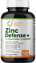 Zinc Defense+ with Quercetin, Bromelain, L-Cysteine, EGCG (Green Tea Extract), Vitamins C, D3 & K2, 2-Month Supply, 120 VCaps, Non-GMO, Gluten Free