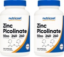 Nutricost Ψευδάργυρος Picolinate 50mg, 240 κάψουλες χορτοφάγων (2 φιάλες) - Χωρίς γλουτένη και μη ΓΤΟ