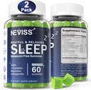 NEVISS Melatonin Free Sleep Aid Gummies for Adults - Magnesium Glycinate Gummies | GABA, L-Tryptophan, Magnesium, Ashwagandha - Non-Habit Forming, Help for Deep Relaxation - Vegan, Lemon Flavor, 2Pack