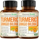 Ginkgo Biloba και Turmeric Curcumin Supplement w/Black Pepper & Organic Tumeric – Natural Turmeric Supplement for Focus, Memory, Joint & Brain Health – Vegan Ginko Biloba Κάψουλες w/Curcuma – 2 Pack