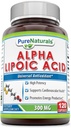 Pure Naturals Alpha Lipoic Acid 300 Mg Κάψουλες, 120Count *Supports Καρδιαγγειακή Υγεία & Παραγωγή Ενέργειας*