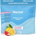 Nectar Energy Booster - Organic Caffeine, B12 & Electrolytes - Sugar Free & Zero Calorie – Healthy Coffee, Energy Drink & Soda Alternative – Hydration & Energy Supplement (Straw. Lemonade 18 Packets)