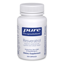 Pure Encapsulations Resveratrol - Καρδιαγγειακή, Κυτταρική Υγεία & Μνήμη Υποστήριξη * - 40 mg Trans-Resveratrol - Αντιοξειδωτικά συμπλήρωμα - Χωρίς γλουτένη & μη ΓΤΟ - 120 κάψουλες