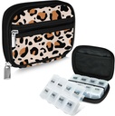 Serfeymi Weekly Travel Pill Organizer Pill Case για Purse 7 Day Pill Box, Fashionable Travel Medicine Organizer Pill Container for Medicine, Vitamin, Συμπλήρωμα - Brown 02 + Pill Box