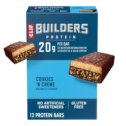 CLIF BUILDERS Protein Bars - Cookies 'n Cream Flavor - 20g Πρωτεΐνη με βάση το φυτό - Χωρίς γλουτένη - Μη ΓΤΟ - Χαμηλό γλυκαιμικό - Όχι Τεχνητά γλυκαντικά - 2.4 oz. (12 Pack)