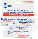 Globe (3 Pack Hydrocortisone Maximum Strength Cream 1%, Anti-Itch Cream for Redness, Swelling, Iching, Rash, Bug/Mosquito Bites, Eczema, Hemorrhoids & More