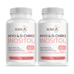 Myo-Inositol & D-Chiro Inositol συμπλήρωμα για τις γυναίκες - Ideal 40:1 Ratio - Υποστήριξη της γυναικείας ορμονάς Ισορροπία & Γονιμότητα & Οβαρική Υγεία - Vegan κάψουλες σκόνη - 60-Ημέρες προσφοράς