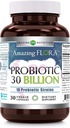 Amazing Flora Probiotic 10 Best Probiotics Strains | 30 Billion | Veggie Capsules Supplement | Non-GMO | Gluten Free | Made in USA (1 Pack, 30 Count)