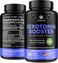 Natural Serotonin Supplement - Made in USA 5HTP Serotonin & Cortisol Manager - Serotonin Booster Vitamin Supplement for Women with 5-HTP, Vitamin B6, B12, GABA, L Theanine, L Tryptophan - 60 capsules