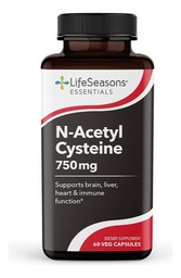 LifeSeasons Essentials N-Acetyl Cysteine (NAC) - Υποστηρίζει τον εγκέφαλο, το συκώτι, την καρδιά και την ανοσοποιητική λειτουργία - Συμπλήρωμα αποτοξίνωσης - Ενισχύει την ανοσία & την υγεία των νεφρών - 60 κάψουλες