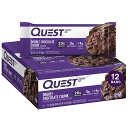 Quest Διατροφή διπλή σοκολάτα Chunk Protein Bars, 20g Protein Bars, 1g Ζάχαρη, 4g Net Carb, Χωρίς γλουτένη, Keto Φιλικό, 12 Count