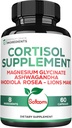 Satoomi 8in1 Cortisol Manager with Magnesium Glycinate, Ashwagandha, Rhodiola Rosea, Lions Mane & More - Cortisol Reducer Supplement Men & Women - 60 Capsules
