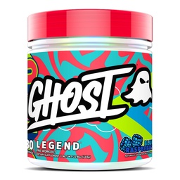 GHOST Legend σε σκόνη πριν την προπόνηση, μπλε σμέουρο - 30 Σερβιέτες – Προ-εξάσκηση για άνδρες και γυναίκες με χολίνη, L-Citrulline, & Beta Alanine για την ενέργεια & εστίαση