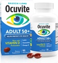 Ocuvite 50+ Eye Vitamin & Mineral Supplement, Multivitamin for Vision & Our Health with Omega-3, Zinc, Vitamins C & E, Lutein & Zeaxanthin, Συμπληρώματα ψευδαργύρου για γυναίκες και άνδρες, 90 Softgels