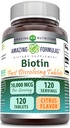 Amazing Formulas Biotin 10,000 mcg | Fast Dissolve Tablets | Non-GMO | Gluten Free Supplement | Made in USA (Citrus | 120 Tablets)