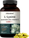 NatureBell L-Lysine 1000mg Κάψουλες + Quercetin 250mg με βιταμίνη C και ψευδάργυρο, 240 Count 