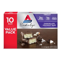 Atkins Endulge Σοκολάτα Coconut Bar, Επιδόρπιο Αγαπημένο, Υψηλή σε Fiber, 1g Ζάχαρη, 10 Count