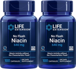 Επέκταση ζωής Όχι Flush Niacin 640 mg, 100 καψάκια (πακέτο των 2)