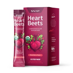 Συμπληρώματα Heart Beets Stick Packs, Βιολογικό Beet Root Powder Mix, Καρδιαγγειακή Υποστήριξη για Άνδρες & Γυναίκες, Μπιζέλια, Ρόδι & Κόκκινο Σπανάκι, Nitric Oxide Booster, Mixed Berry, 10 Υπηρεσίες