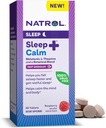 Natrol Sleep + Calm Melatonin 6mg with L-Theanine 50mg and a Botanical Blend, Dietary Supplement for Restful Sleep and a Calm Mind and Body, 60 Raspberry-Flavored Fast Dissolve Tablets, 60 Day Supply