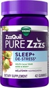 ZzzQuil PURE Zzzs De-Stress Μελατονίνη Gummies Sleep Aid, Helps Calm Your Mind and Body, Ashwagandha for Stress Support, Sleep Aids for Adults, 1 mg per gummy, 42 Count