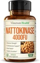 Nattokinase Supplement - Συμπληρώματα υγείας καρδιάς με Nattokinase 4000 FU - Max Strength Circulation Supplements - Systemic Enzymes for Healthy Circulation & Smooth Flow. Μη ΓΤΟ & Βέγκαν. 60 Καψάκια