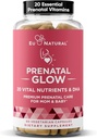 Glow Prenatal Vitamins for Women – 20-in-1 Vital Nutrients for Healthy Pregnancy and Fetal Development – Folic Acid & Vegan DHA For Baby's Growth & A Comfortable Pregnancy – 60 Nourishing Capsules