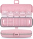 Naturetouch Pill Organizer, 7 διαμερίσματα Pill Box Portable Travel Medicine Organizer for Purse or Pocket 7 Day Pill Pill Dipenser Θήκη αποθήκευσης με Κλείδωμα για τη λήψη βιταμίνης Fish Oil Συμπληρώματα ροζ