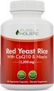 Red Yeast Rice 1200mg με CoQ10 συμπλήρωμα & Flush Free Niacin 120 επιπλέον Χορτοφαγικές κάψουλες αντοχής – Προηγμένη Υγιεινή φόρμουλα καρδιάς - Μη-ακτινοβολημένη, Citrinin δωρεάν