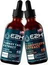 E2H: Turkey Tail & Cordyceps Extracts - Immune Support, Focus, Memory, Clarity - Non-GMO, Vegan - 2 Fl Oz Each (4 Fl Oz Total) - Bundle