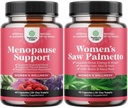Bundle of Menopause Supplement for Night Sweats, Hot Flashes & Mood Swings with Dong Quai, Chaste Berry & Black Cohosh Root and Saw Palmetto for Women 500mg DHT Blocker with Maca Root & Biotin