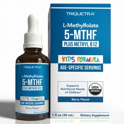 Organic Kids Methylfolate + Methyl B12 Cofactor - Organic Berry Flavor, Sublingual Form - 5-MTHF Form, Superior Form of Folate - Ρυθμιζόμενη Δοσολογία για όλες τις ηλικίες - Mood, Behavior, Cognition - 1 oz.