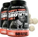 Bully Max 2-in-1 Puppy Vitamins - 30 Μασώμενα δισκία για την ανάπτυξη και την ανάπτυξη των κουταβιών - Multivitamin Treats & Essential Dog Συμπληρώματα για Μικρά Σκυλιά & Μεγάλη Φυλή Μεγαλώνοντας κουτάβια - 2 Μπουκάλια