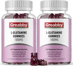 L Γλουταμίνη 1000mg Gummies - Μυϊκή Ανακούφιση & Ανοσοποιητική Υποστήριξη, Amino Acid Συμπλήρωμα με Μαγνήσιο Γλυκινικό, Vegan & Μη ΓΤΟ, Χωρίς Γλουτένη (120 Count)