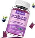 Γλυκοσαμίνη Chondroitin Gummies, Extra Strength Glucosamine Chondroitin MSM with Elderberry & Turmeric, Κοινή Υγεία, Ευελιξία, Αντιοξειδωτικό, Ανοσοποιητικό για Ενήλικες - 60 Blueberry Flavored Gummies