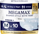 NorthShore MegaMax Adult Overnight Diapers, 12-Hour Tab-Style, Medium, 10 Count Bag, White, 32-44 ίντσες, Unisex Ακράτεια Εσώρουχα