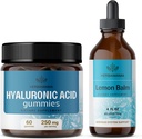 HERBAMAMA Hyaluronic Acid and Lemon Balm Kit - Συσκευασία των 250 mg Hyaluronic Acid Gummies & Lemon Balm Leaf Extract 4 fl oz - Vegan, Non-GMO, Χωρίς αλκοόλ - 2 Pack