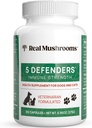5 Defenders Mushroom Supplement για γάτες & σκύλους – Chaga, Shiitake, Reishi, Turkey Tail, Maitake – Cat Multivitamin & Dog Supplement for Wellness Support– 90 ct Real Mushrooms Powder Caps