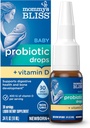 Mommy's Bliss Baby Probiotic Drops + Vitamin D, Supports Digestive Health and Immunity, 400IU Vitamin D for Healthy Bone Development, Newborns +, Flavorless, 0.34 Fl Oz (30 Servings)