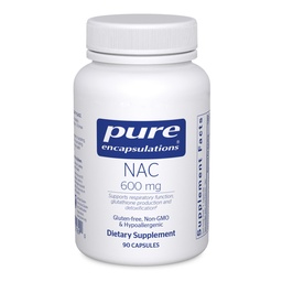 Pure Encapsulations NAC 600 mg - N- Acetyl Cysteine NAC Συμπλήρωμα για την Υγεία Πνεύμονα & Ανοσολογική Υποστήριξη, Υποστήριξη ήπατος & Αντιοξειδωτικά * - με Freeform N- Acetyl- L- Cysteine - 90 Κάψουλες