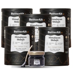 Better Alt Pure Imalayan Shilajit Resin Pack 5 Υψηλής ισχύος χρυσό βαθμού 375 Υπηρεσίες για την ενίσχυση της ενέργειας & ανοσοποιητική υποστήριξη, 85+ Trace Minerals, 75%+ Fulvic Acid, με εργαστηριακή έκθεση δοκιμών,400 mg