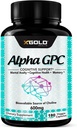 Alpha GPC Choline Supplement 600mg, 99%+ Highly Purified, Highly Bioavailable Source of Choline,180 Veggie Capsules, Cognitive Enhancer Nootropic, Supports Memory & Brain Function, Boosts Focus & Mood