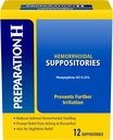 Preparation H Hemorrhoid Suppositories For Itching And Discomfort Relief - 12 Count (Pack of 1)