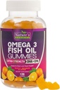 Ωμέγα 3 Gummy Omega Oil Gummies, Heart Healthy Omega 3 Gummy συμπλήρωμα με υψηλή απορρόφηση DHA & EPA, Extra Strength Joint & Brain Support, Delicious Orange Flavor Fish Oil Nature's Vitamin - 120 Gummies
