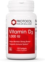 PROTOCOL FOR LIFE BALANCE Vitamin D3 1,000 IU - Immune Support Strong Bones and Teeth - 120 Softgels