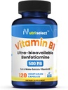 120 Capsules Delivers 500 mg of Vitamin B1 in This Benfotiamine Supplement, which is Non-GMO, Vegan, and Gluten-Free