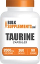 BulkSupplements.com Κάψουλες Ταυρίνης - συμπλήρωμα Ταυρίνης, Ταυρίνη 2000mg, Αμινοξέα για την Υγεία της Καρδιάς, Ταυρίνη Χάπια - Χωρίς γλουτένη, 4 Ταυρίνη 500mg Κάψουλες ανά Σερβίρισμα (2000mg), 360 Κάψουλες