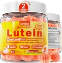 2 Pack Lutein και Zeaxanthin Συμπληρώματα Gummies (25mg) Βιταμίνες A, C, E, Bilberry, Ασταξανθίνη - Λάδι καρύδας για Καλύτερη Απορρόφηση - για ενήλικες & εφήβους Όραμα, μάτι, εγκέφαλο, δέρμα - Vegan, ζάχαρη Δωρεάν