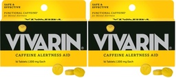 Vivarin, χάπια καφεΐνης, 200mg καφεΐνη ανά δόση, Ασφαλώς και αποτελεσματικά σας βοηθά να μείνετε Ξύπνα, χωρίς ζάχαρη, θερμίδες ή κρυμμένα συστατικά, συμπλήρωμα ενέργειας, 16 δισκία (πακέτο του 2)