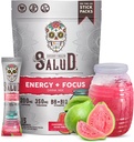 Salud 2-in-1 Energy Drink Powder + Focus, Guava, Organic Caffeine, B6 + B12, Theanine, Καθαρή ενέργεια Ποτό Packets, Guayaba Agua Fresca Mix, Μη ΓΤΟ, Χωρίς γλουτένη, Vegan, 1g Ζάχαρη, (15 υπηρεσίες)
